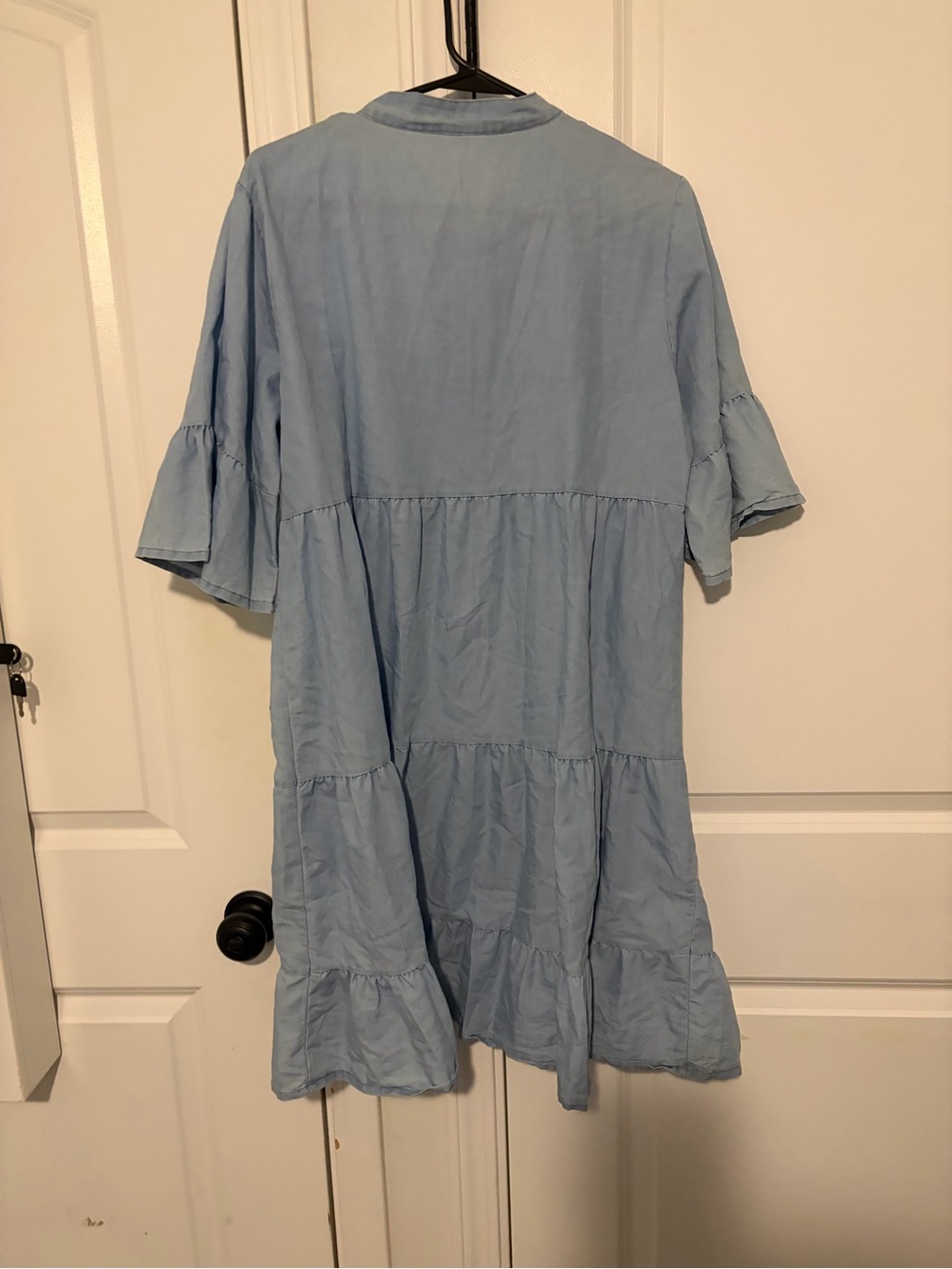 Light Blue Tiered Button-Front Dress - Picture 3 of 3